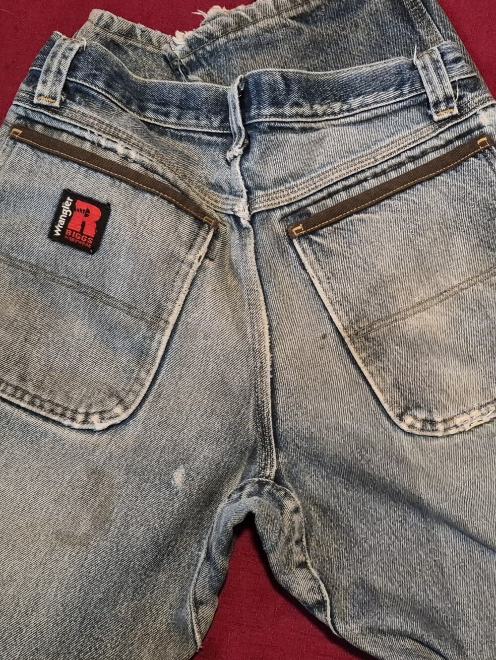 Wrangler Riggs Distressed/thrashed Light Blue Ripped Relaxed Jeans - Picture 3 of 5
